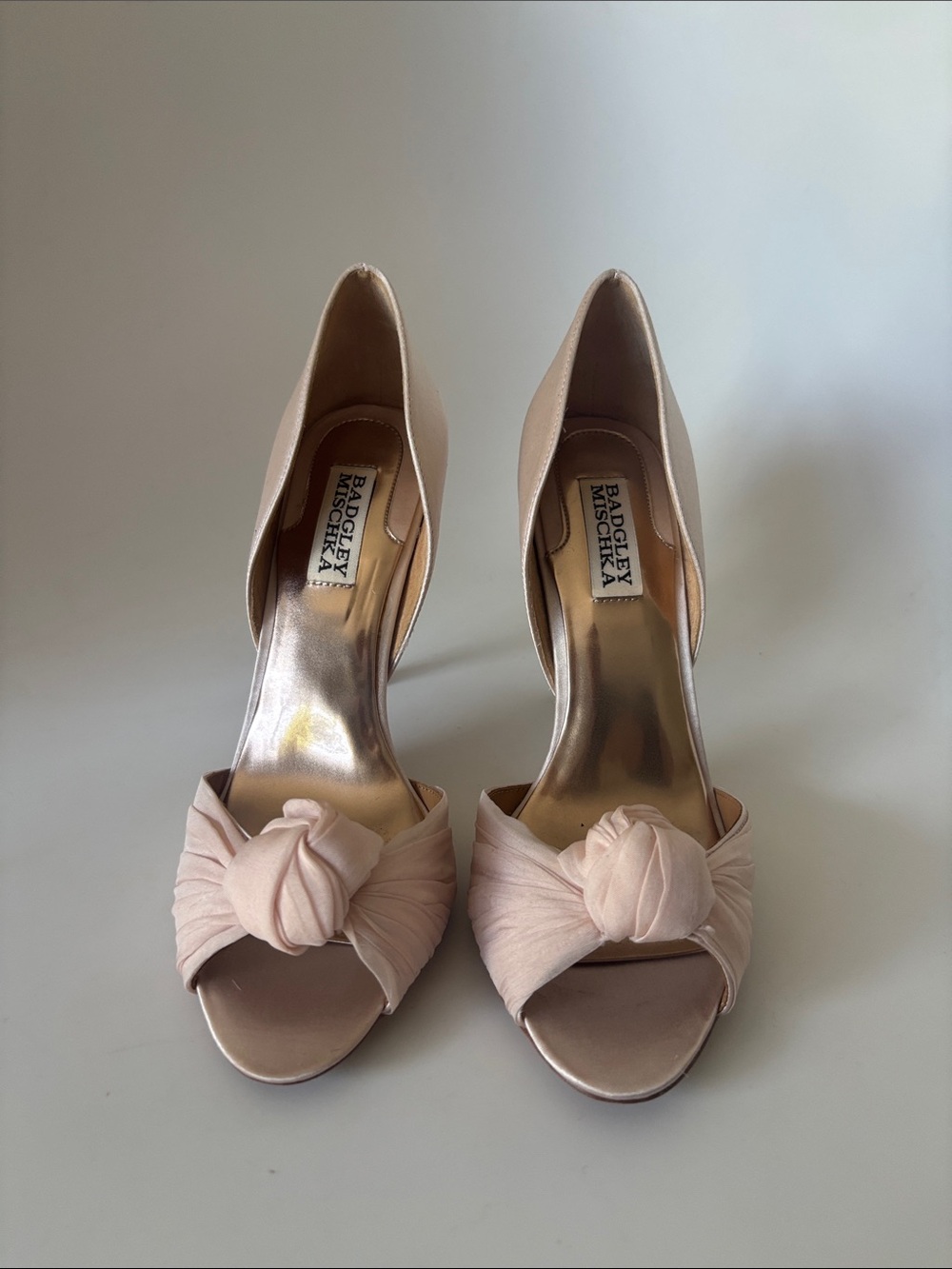 Badgley Mischka Blush Knot Peep-Toe Heels